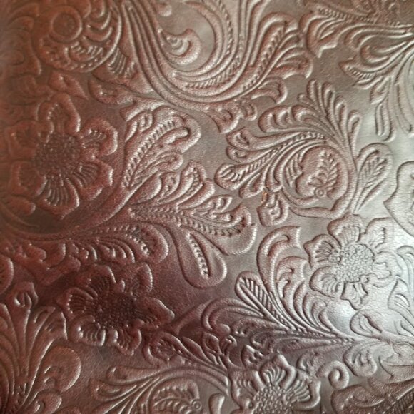 Jack Georges Brown Floral Embossed Leather Backpack Tote Satchel Bag Purse - Picture 4 of 16